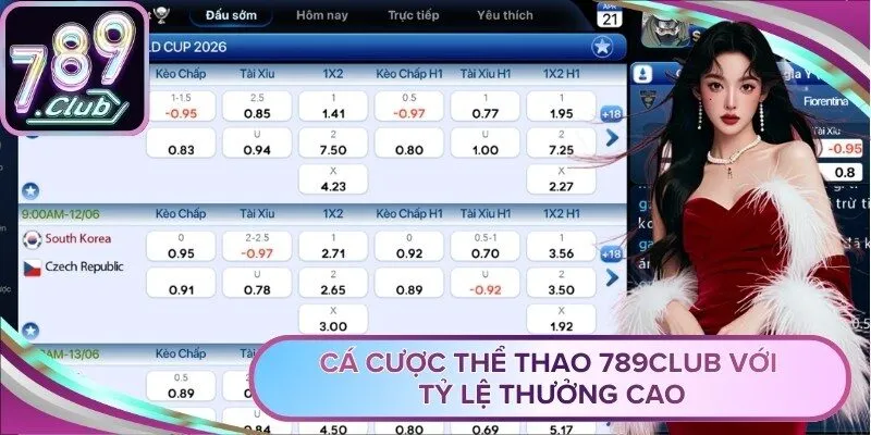 Cá cược thể thao 789Club với tỷ lệ thưởng cao